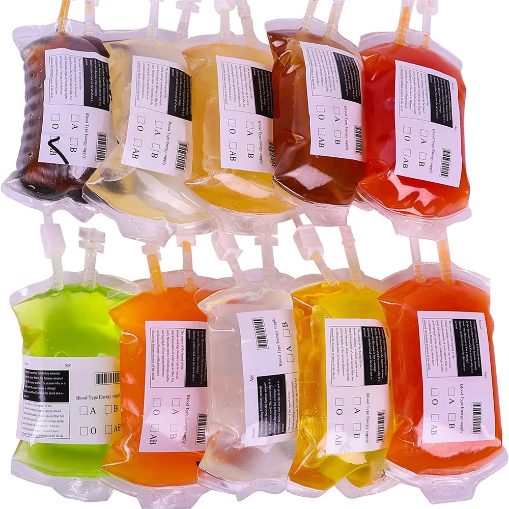 Blood Bag IV Bags Drink Cups  10 Blood Bags For Drink Halloween/Vampire/Zombie/Nurse Graduation/Hospital Theme Party Favors