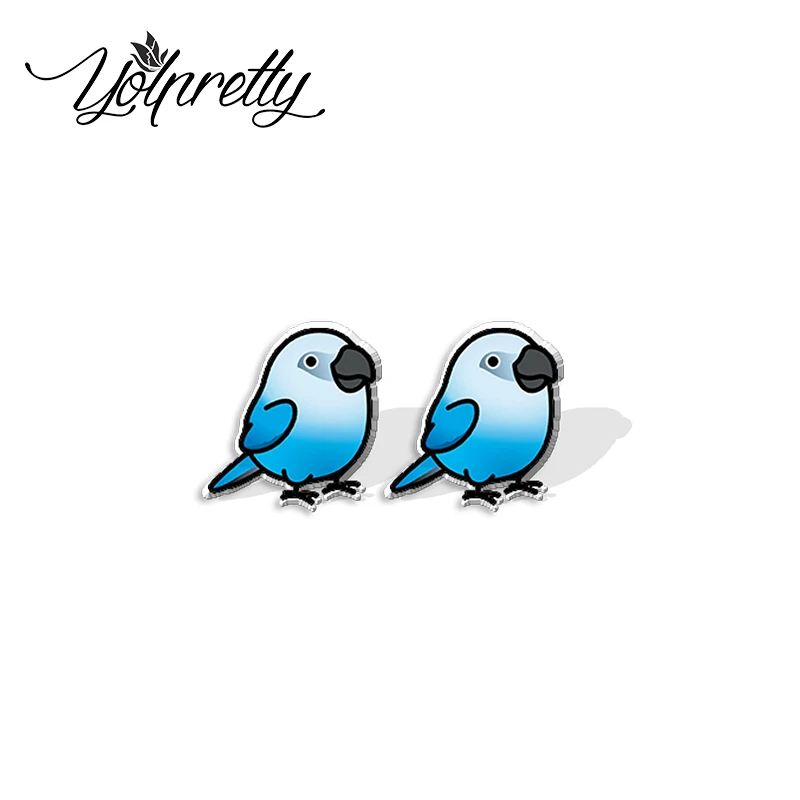 2022 New Arrival Funny Cute Cartoon Cute Parrot Birds Graffiti Epoxy Stud Earrings Handcraft Acrylic Resin Earrings