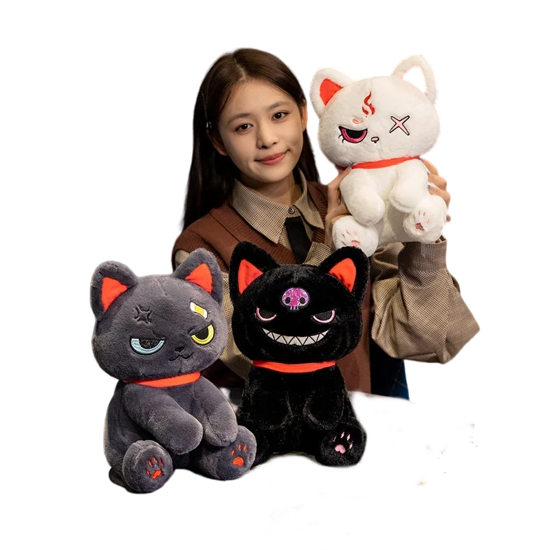 

33/43cm Darkness Sitting Pirate Cat Doll Stuffed Grey/Black/White Evil Cartoon Cute Animal Halloween's Day Party Gift