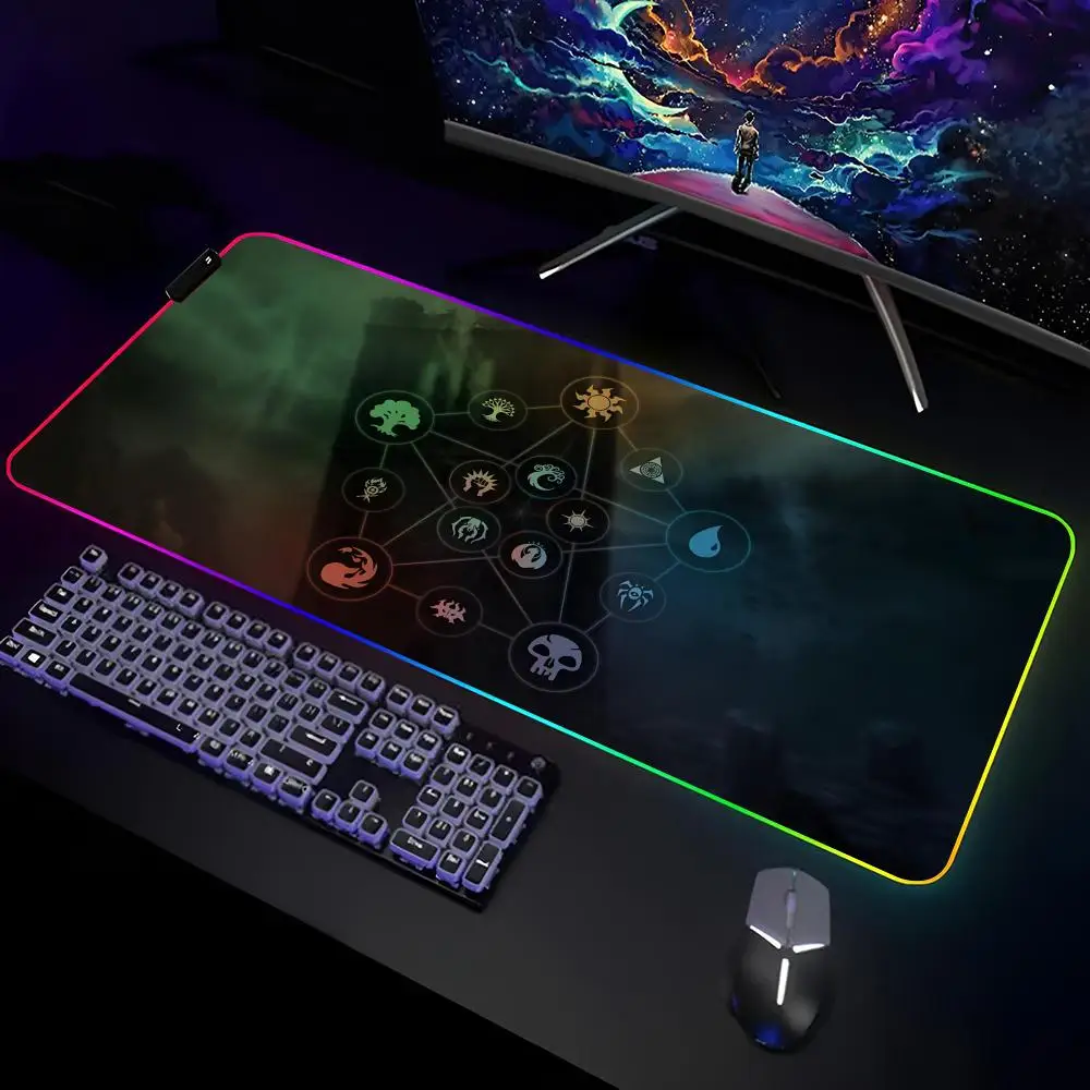 Magic The Gathering Arena Mouse Pad Gamer RGB Deskmat Keyboard Mat Gaming Laptops LED Mousepad Desk Protector Anime Mause Mats