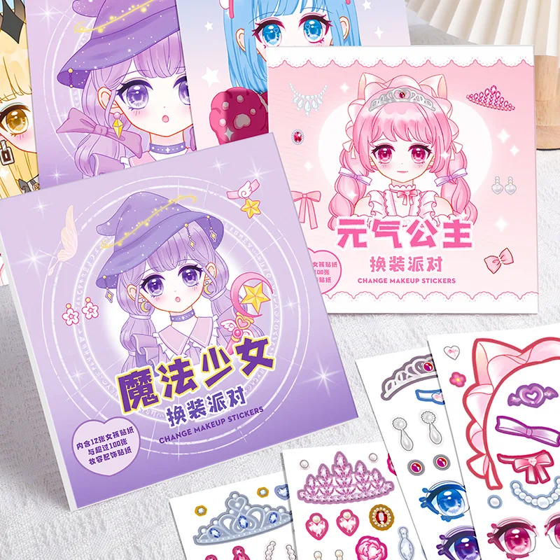 1set Princess Makeup Sticker Book for Girls100 Reusable DIY Dress Up Stickers12 Styles 4 Themes 4 Creative Kids Gifts