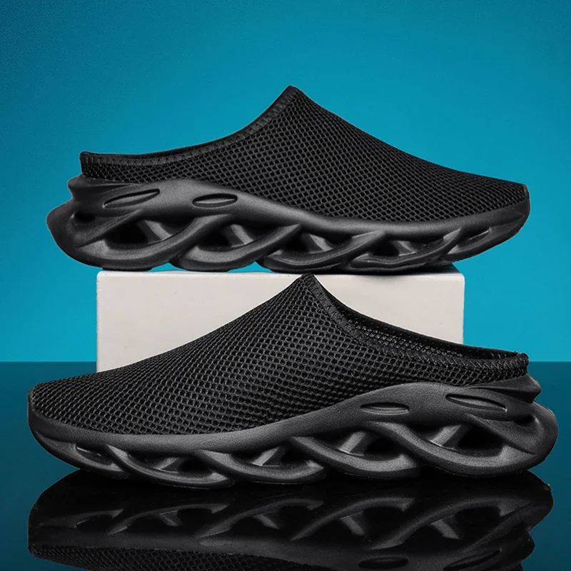 

Lightweight Men's Breathable Half Slippers Comfortable Summer Flat Casual Walking Sneaker Soft Sole Outdoor Zapatillas Hombre
