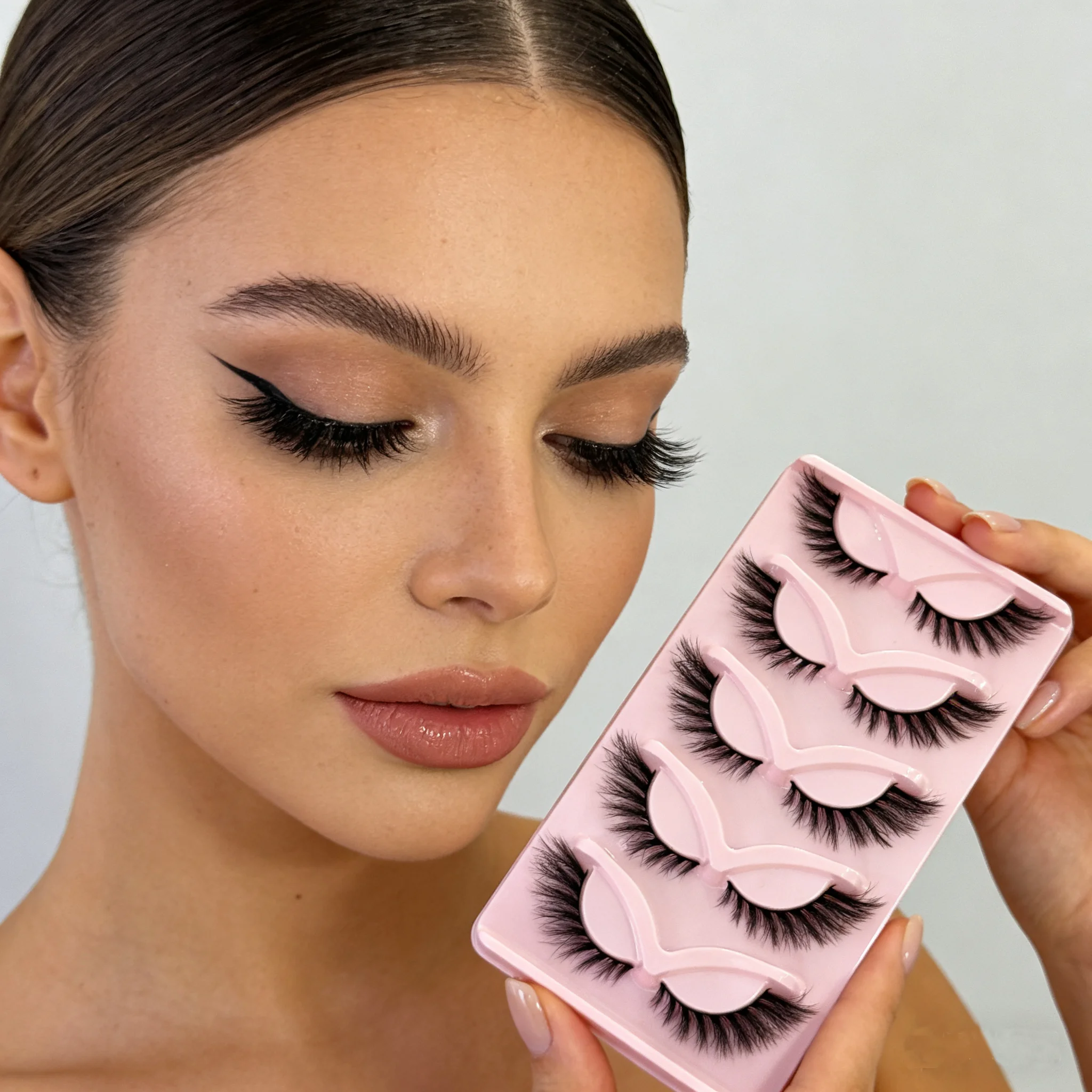 New 5 Pairs Cat Eye Lashes Faux Eyelashes Eye Elongated elongated outer corners long curly and fluffy false eyelashes Makeup