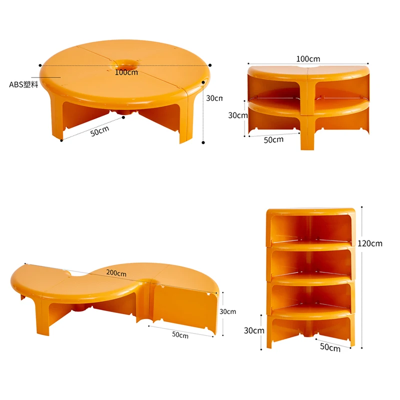 Kombinowany plastikowy stolik boczny, nordyczne okrągłe stoliki kawowe, kreatywne stoły jadalne, meble do przechowywania w sypialni