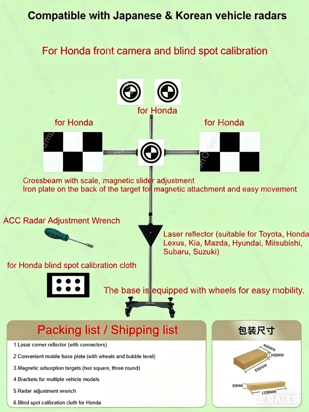 ADAS Calibration Tool with ACC Radar for Japanese  Korean Cars with for Honda Front Camera ， for Honda Blind Spot Calibration