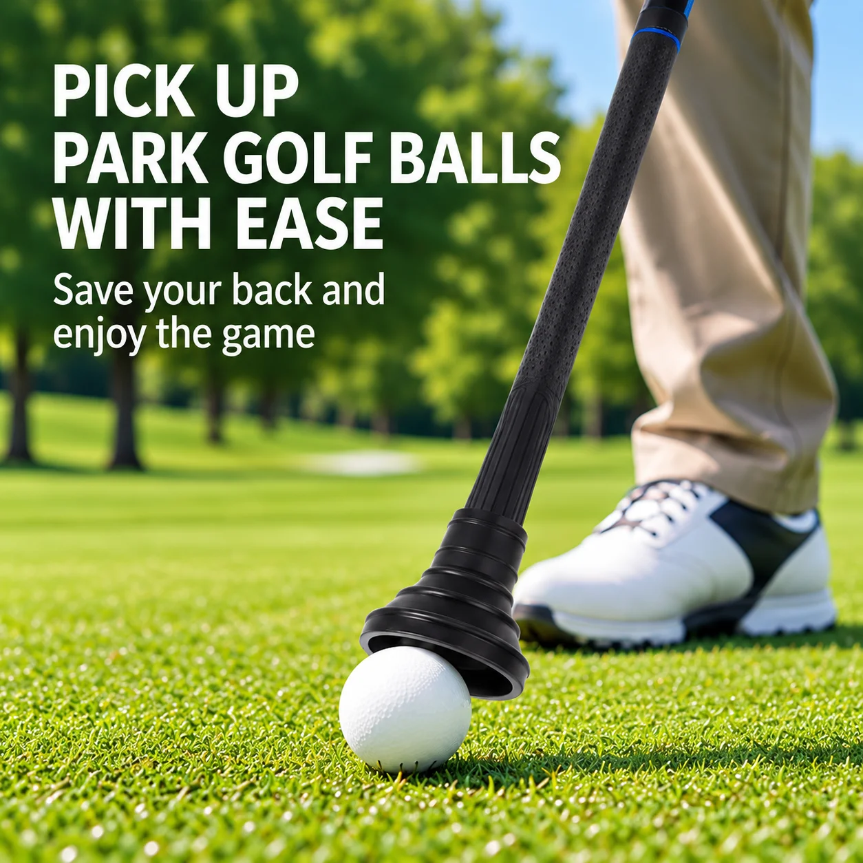 Caiton Park Golf Ball Pickup Retriever, Rubber Golf Ball Picker for Putter Grip, No-Bend Easy-Install Golf Accessory