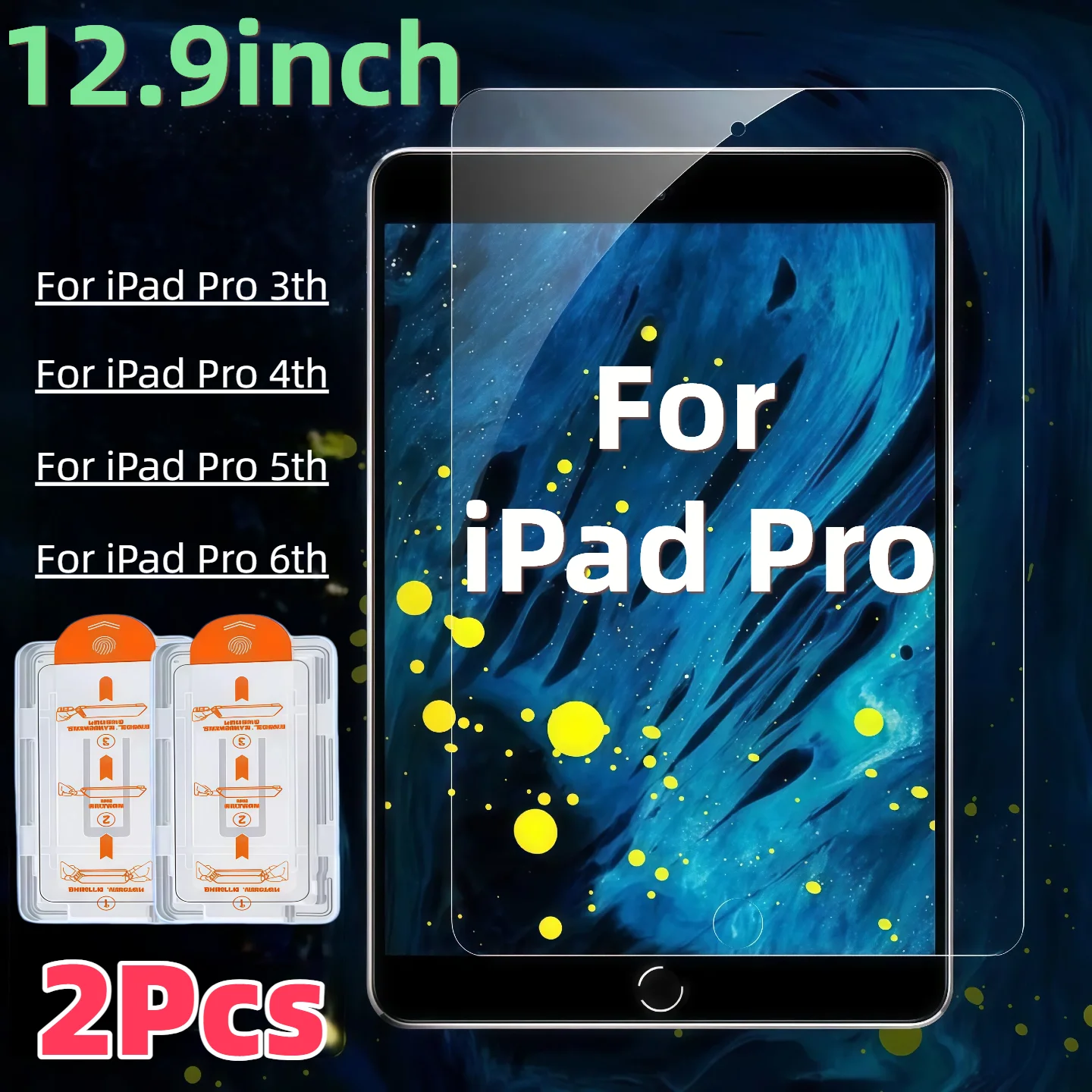 

2-Pack HD Tempered Glass Screen Protector for 12.9-inch iPad pro Anti-Dust Anti-Bubble 9H Hardness 3rd/4th/5th/6th Generation