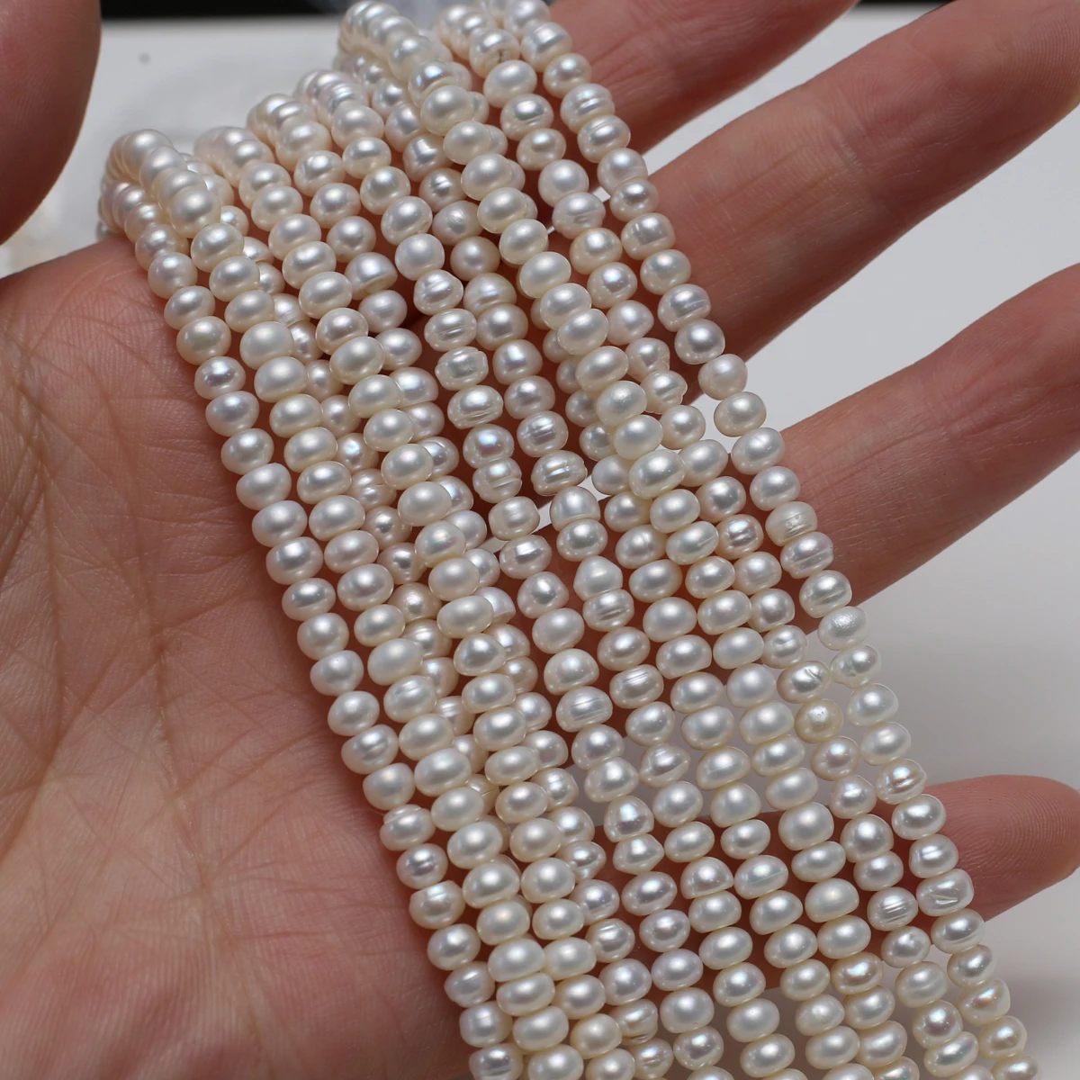 4–5 mm natürliche Süßwasserperlen, weiße Brotperlen für die Schmuckherstellung, DIY-Halsketten, Armbänder, Kunsthandwerk, Zubehör, 36 cm