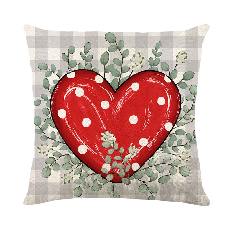Valentine's Day Pillowcase Romantic Letter Heart Truck Print Throw Pillow Cover for Sofa Bedroom Decor
