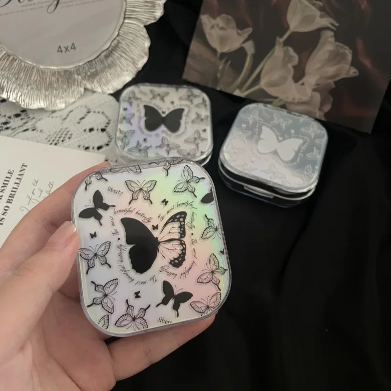 

Laser Butterfly Lens Container Women INS Contacts Lens Case Men Color Contact Lenses Storage Box Portable Travel Set