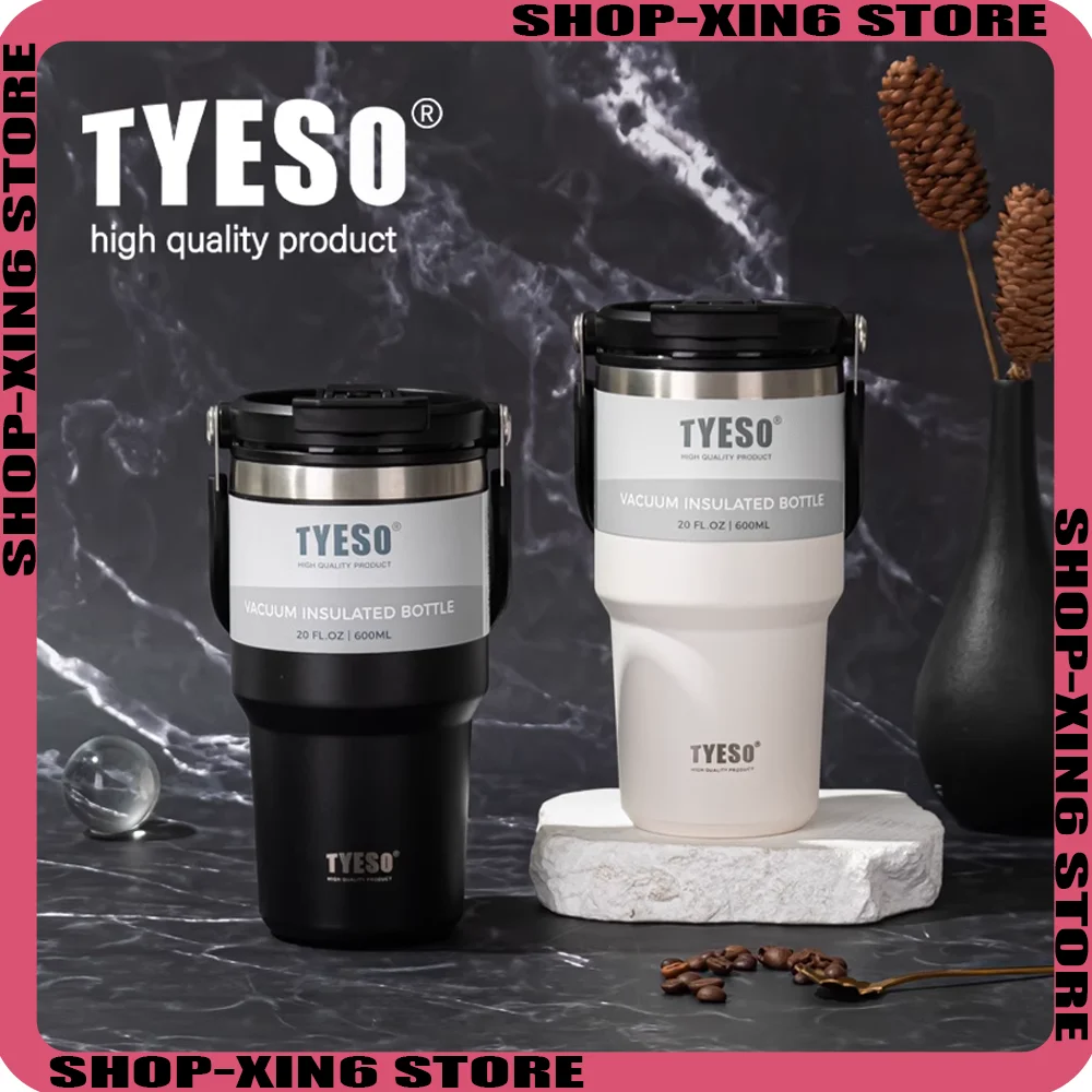 

TYESO Large Capacity Stainless Steel Insulated Coffee Cup with Cold Insulation for Car Home Sports Straw Water Bottle