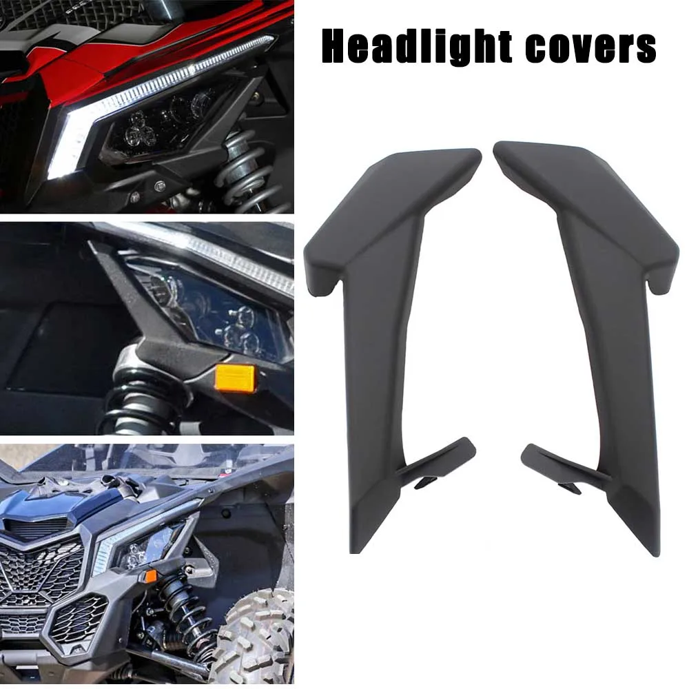 1Pair Headlight Covers Trim ABS Plastic Black Car Accessories Fit For Can-am Maverick X3 Max Turbo R XDS 2017 - 2023