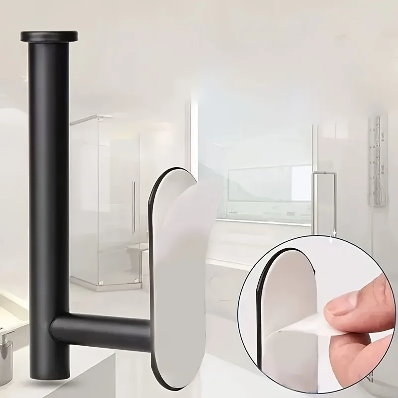 No-Drill Wall-Mounted Plastic Toilet Paper Holder, Multi-Functional Roll Paper Holder,Wall-Mounted No-Drill Design,Tissue Holder