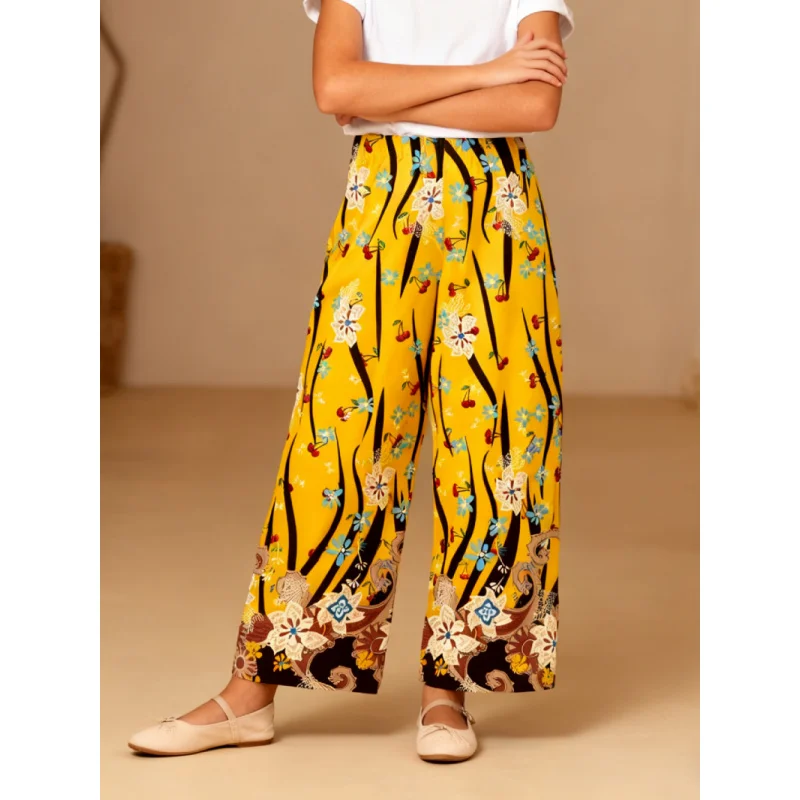 

Comfortable Wide-Leg Pants for Women Soft Fabric Fun Printed Patterns Casual Trousers for plus Size Ladies