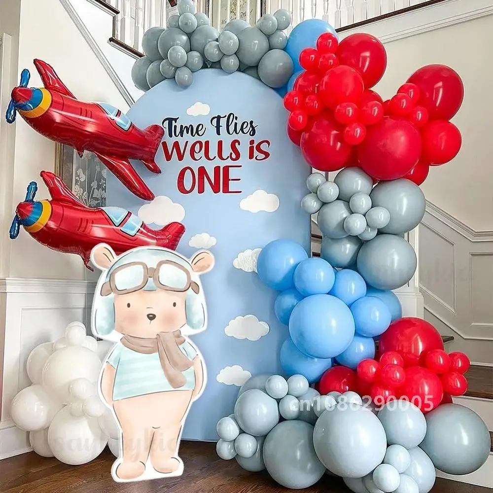 36inch Aviator Bear Cutouts Cardboard Baby Blue Party Decoration Flight Theme Boys Birthday Baby Shower Anniversary Photo Props