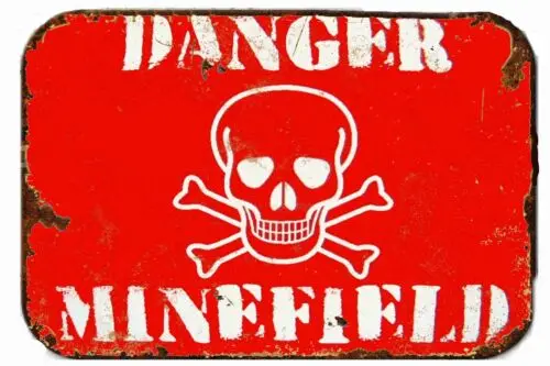 Danger Minefield WWII Waring Sign   All Metal Tin Sign  8 x 12