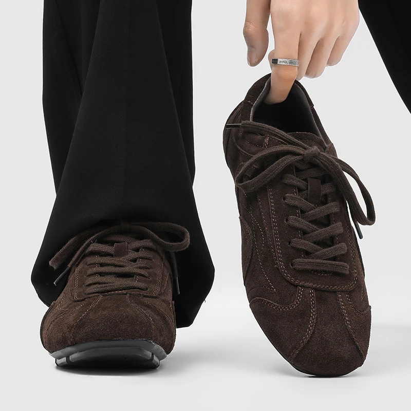 Men Soft Surface Splicing Casual Forrest Gump Shoes Retro Car Stitching Lightweight Flat Bottom Daily Commuting Jogging Shoes