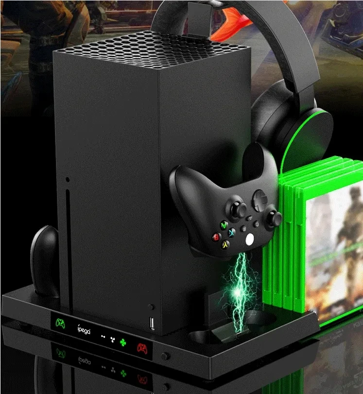 2025 PG-XBX023 для хоста XBOX серии S, многофункциональная зарядная охлаждающая база с аксессуарами для крючков для наушников