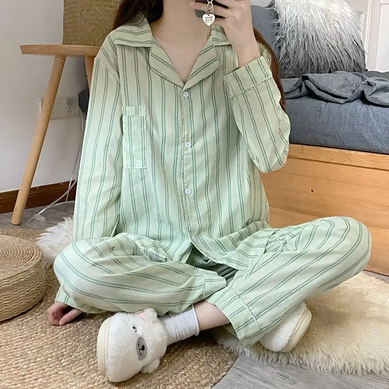 Latest Spring Autumn Pajamas Women Thin Sweet Nightdress Cute Lace Edge Sleepwear Long Sleeve Square Collar Casual Home Wear Set