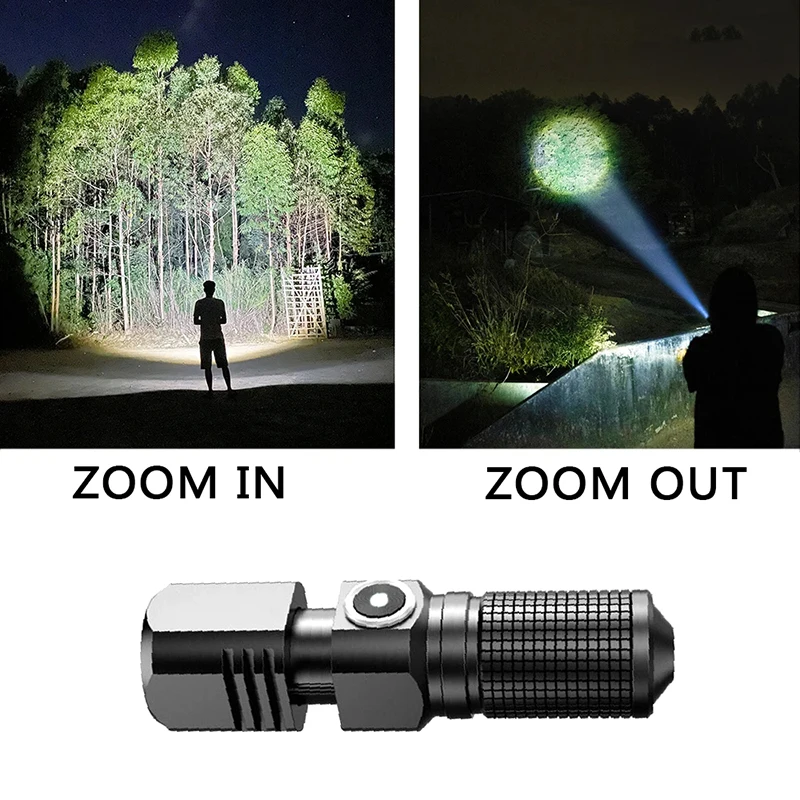 Powerful Mini Portable Alloy Variable-focus LED Flashlight Uses 18650 Battery USB Rechargeable Waterproof Outdoor Camping Torch