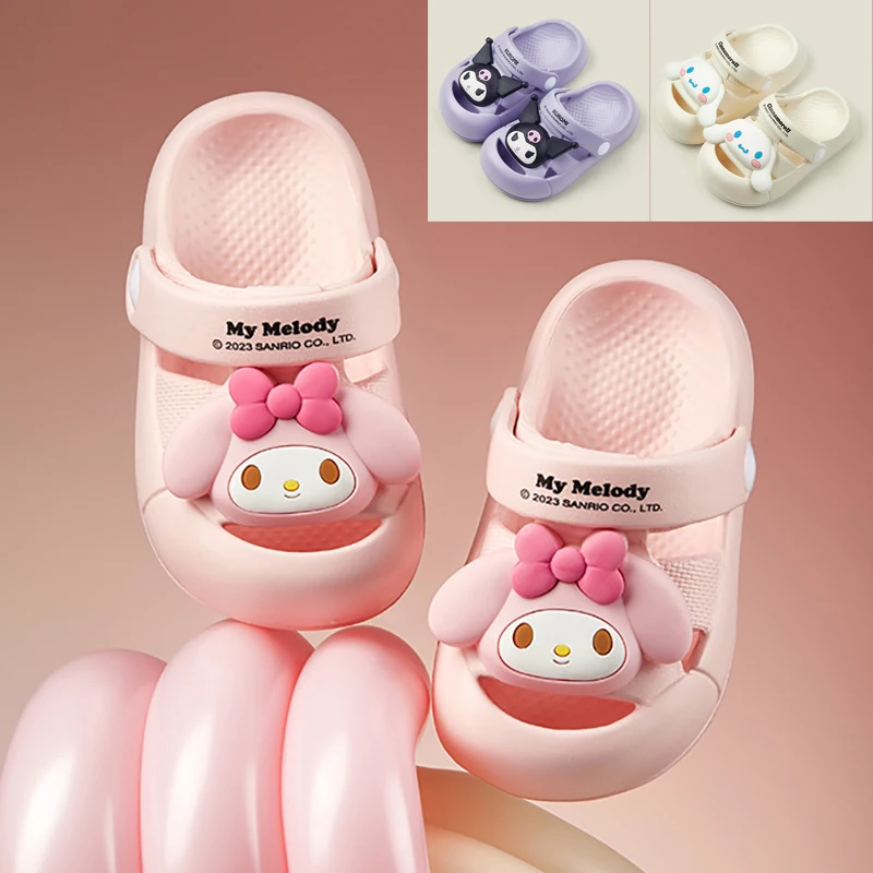 

Sanrio Sandals Cinnamoroll Kuromi Mymelody Summer Outdoor Sandals Boy Girl Non-slip Slippers Beach Shoes Hole Shoeskids Gift