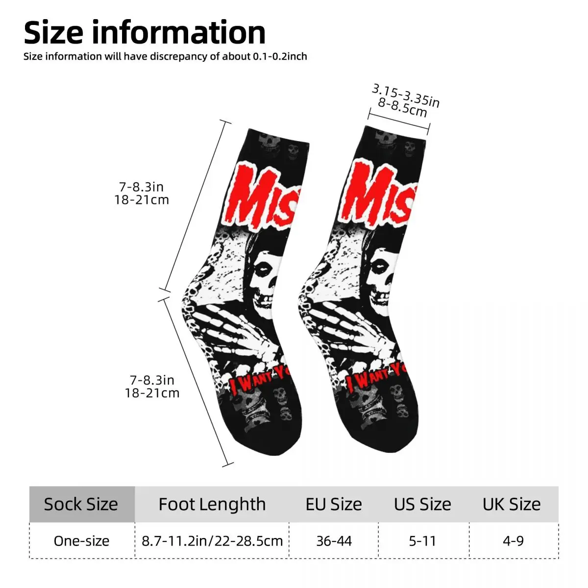 Funny Misfits Punk Rock Band Socks Winter Stockings Leisure Women Men Breathable Socks Printed Outdoor Sports Anti Sweat Socks