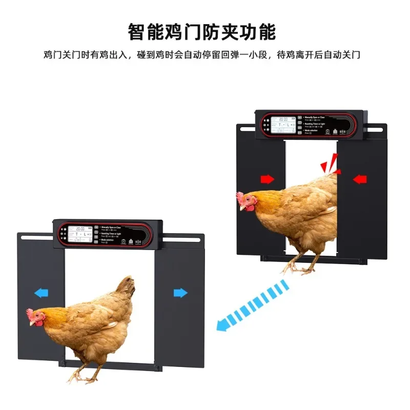 Automatic timing chicken coop door/pet door - aluminum alloy material, light-sensitive control, anti-pinch protection