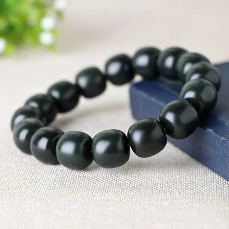 Hetian Bracelet, Green Old-Shaped , Polished Jade Imitation Abacus Beads, Men'S Jewelry