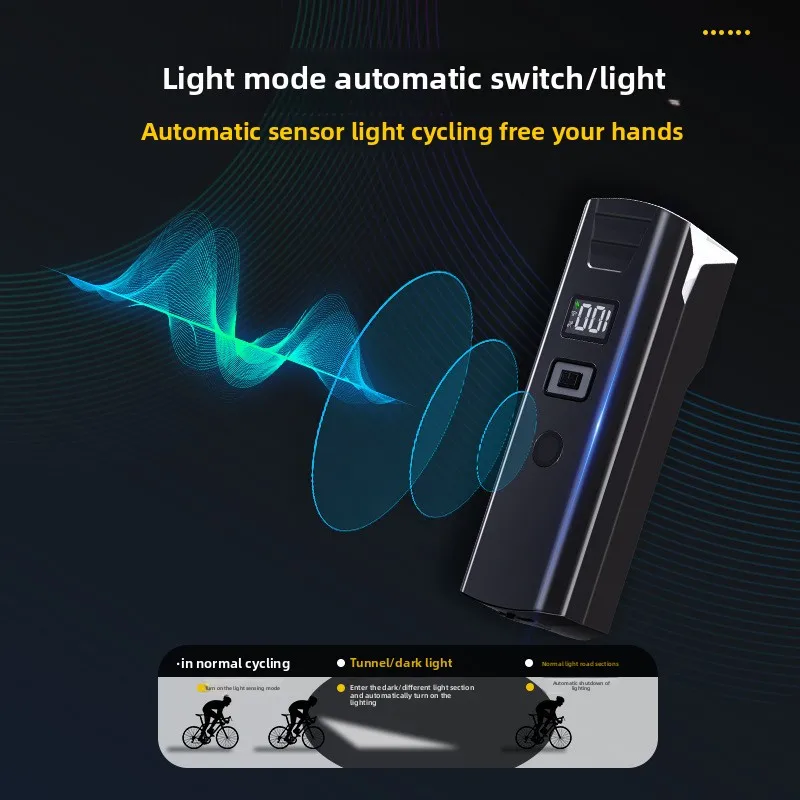 USB Rechargeable Bike Light - Auto Light Sensing Headlight for Night Riding, Strong LED Flashlight