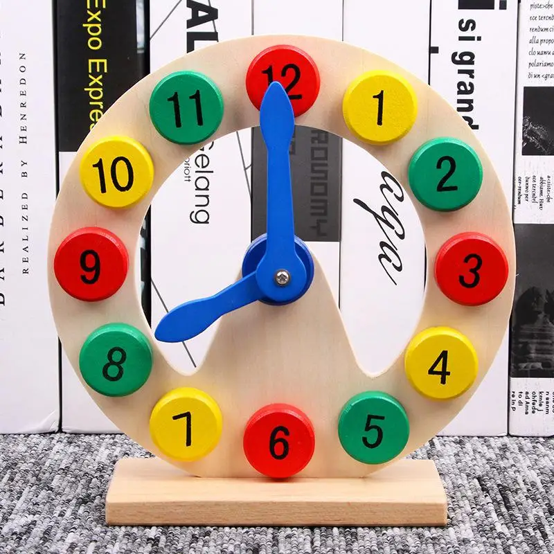 

1PCS NEW Children Montessori Wooden Clock Toys Cognition Colorful Clocks Toys Kids Early Preschool Teaching Learning Board Toy