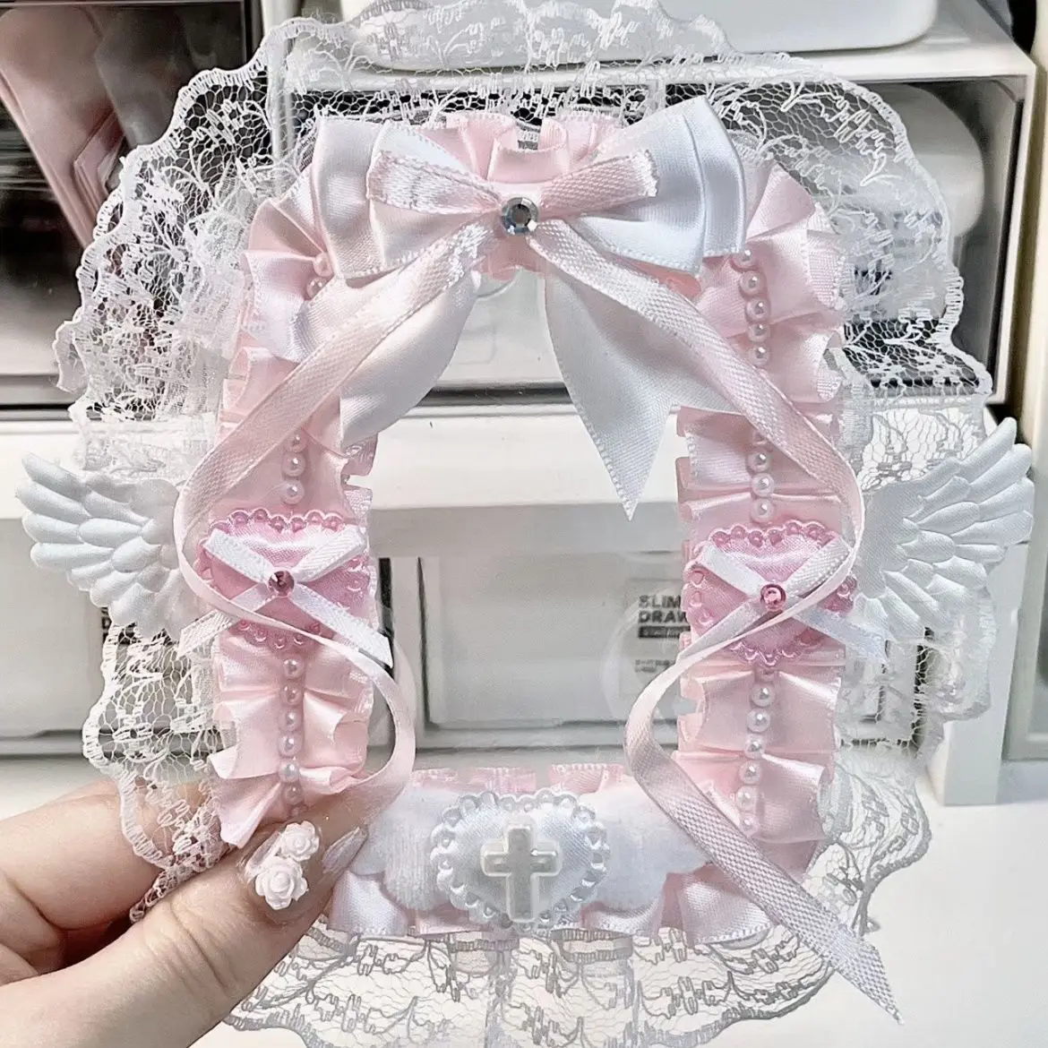 Toploader Decoration Lace Toploader Card Protector Kpop Photocard Holder Organizer Horizontal Idol Sleeves Handmade Cute Kawaii