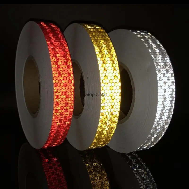 1inch Honeycomb Bike Reflector Tapes Motorcycle Rim Adhesive Light Sticker Outdoor Waterproof Safety Reflective Film For Bicycle