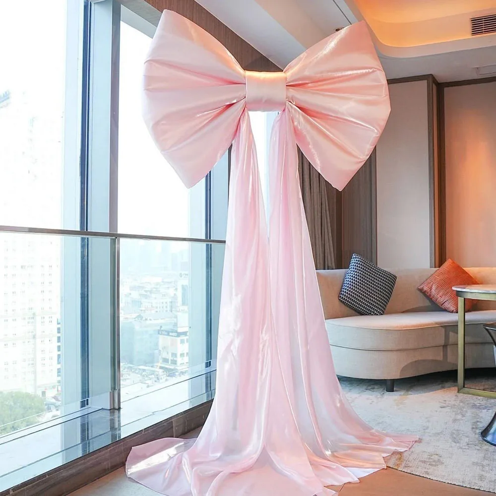 

Pink Iridescent Giant Bow Wall Backdrop Decor For Birthday Wedding Party Background Stage Setup Event Ribbon Decoration