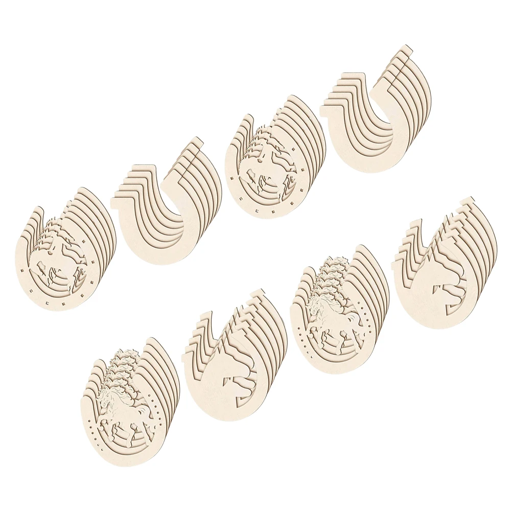 

96pcs Wooden Horseshoe Craft Pieces Unfinished Wood Chips for Party Decorations Wedding Birthday Sewing Accessories Horse