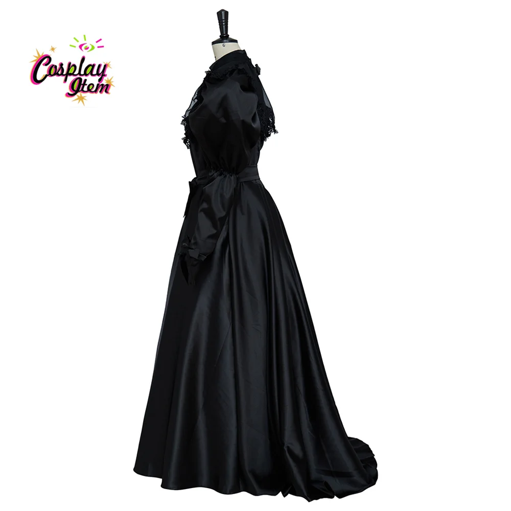 黒ビクトリア朝の喪ドレスルネサンス中世ドレスコスプレ女性ビクトリア朝の Vestido ローブ黒のガウンドレス