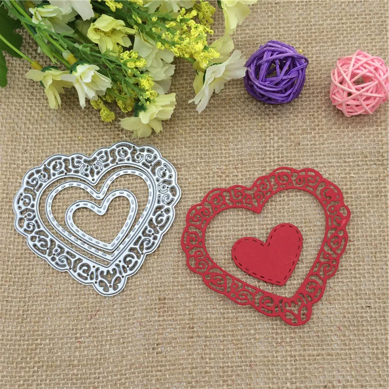 

3pcs Heart Cutting Dies Stencils Scrapbooking Photo Album Paper Card Craft DIY