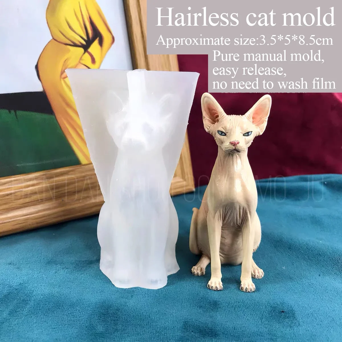 Five Hair Cat Mold Drop Glue Aromatherapy Plaster DIY, Three-Dimensional Mold, Cute Hairless Cat Manual Silicone Grinding Tool