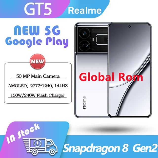 Global ROM Realme GT5 5G Snapdragon 8 Gen2 AMOLED 144HZ Battery 