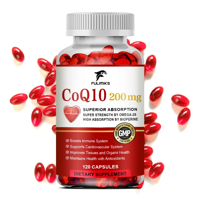 CoQ10 200mg Super 5 Times Absorption Rate, Antioxidant, Beneficial for Heart Health & Energy Production, Coenzyme Q10 Supplement