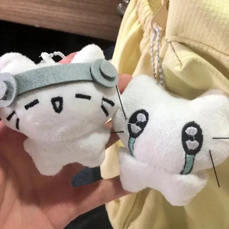 Cute Headphones Couple Keychain Mini Crying Cat Doll Plush Keyring Cartoon Dog Bee Pendant Charms Backpack Decoration