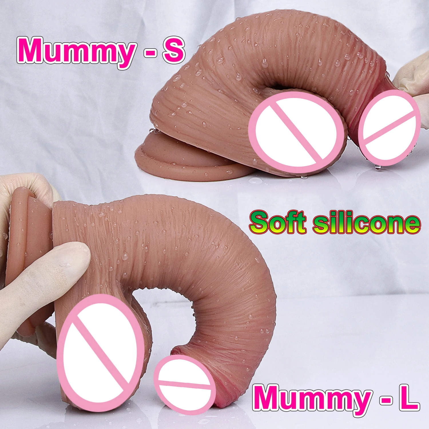 Soft Small Double Dildo Safety Silicone Vaginal Masturbators Penis Erotic Toy Gift for Women Suction Cup Realistic Glans Dick