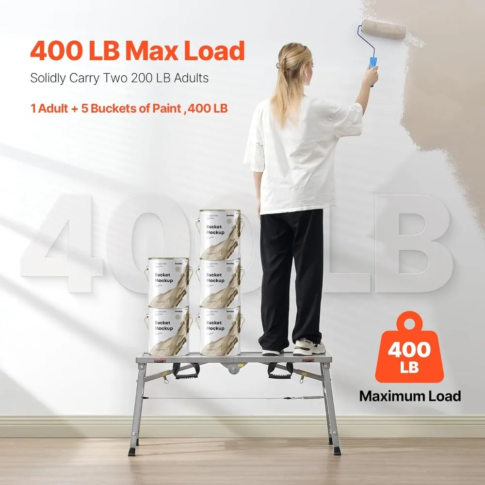 เวเวอร์ แพลตฟอร์มทำงาน, แพลตฟอร์มนั่งร้านแบบพกพาขนาด 39x12 นิ้ว, บันไดเหล็กพับได้ ปรับความสูงได้ 19.7-29.1 นิ้ว, รับน้ำหนักได้ 400 ปอนด์ รุ่น C