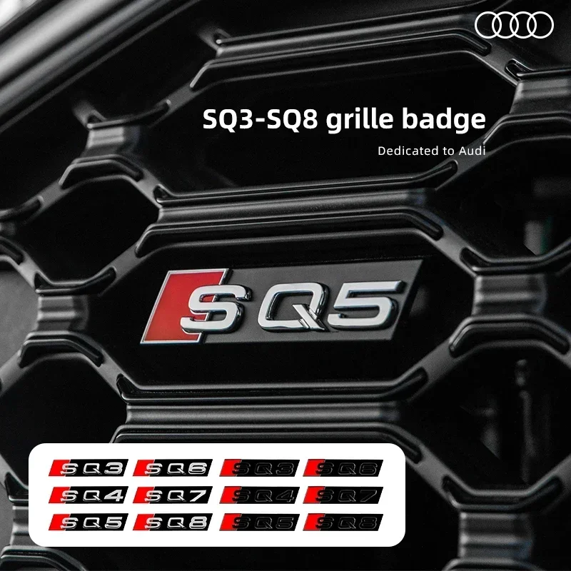 ABS Plastic Car Front Grille Badge Logo Exterior Modification Accessories Decoration Stickers For Audi SQ3 SQ4 SQ5 SQ6 SQ7 SQ8