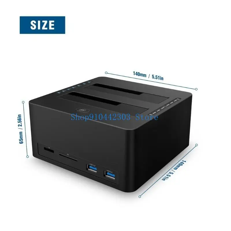 L4MD Estação acoplamento disco rígido 6 1 com porta dupla 2xUSB3.0 e leitor vários cartões para transferência rápida