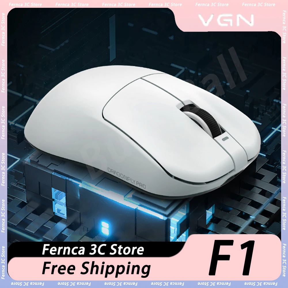 VGN Dragonfly F1 Wireless Mouse Dual Mode PAW 3395 Sensor Nearlink 4K Smart Speed Gaming Mouse Lightweight E-Sports Pc Gamer Mac