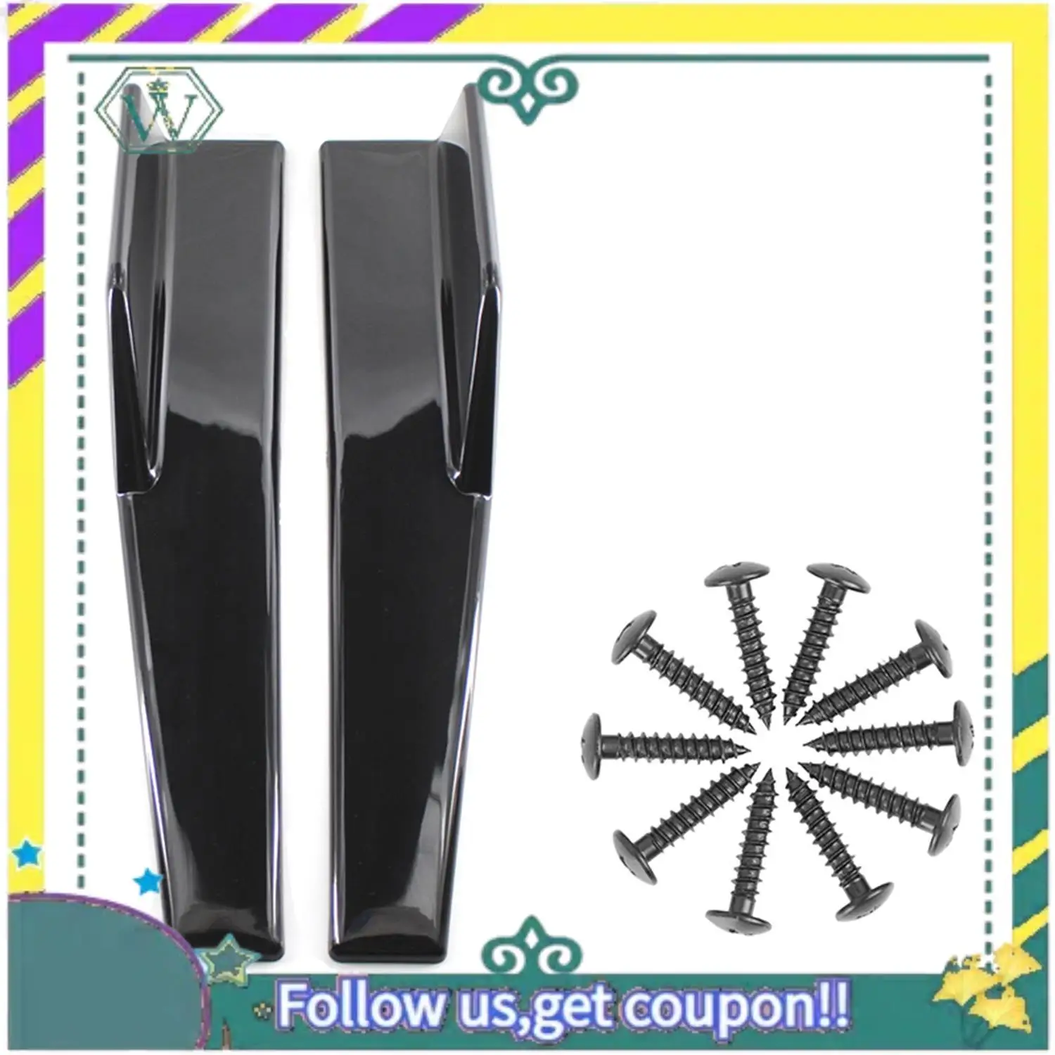

Upgraded 2Pcs Universal Car Rear Bumper Lip Diffuser Spoiler & 1 Pair Side Skirts Fits Universal Vehicles Black 450Mm