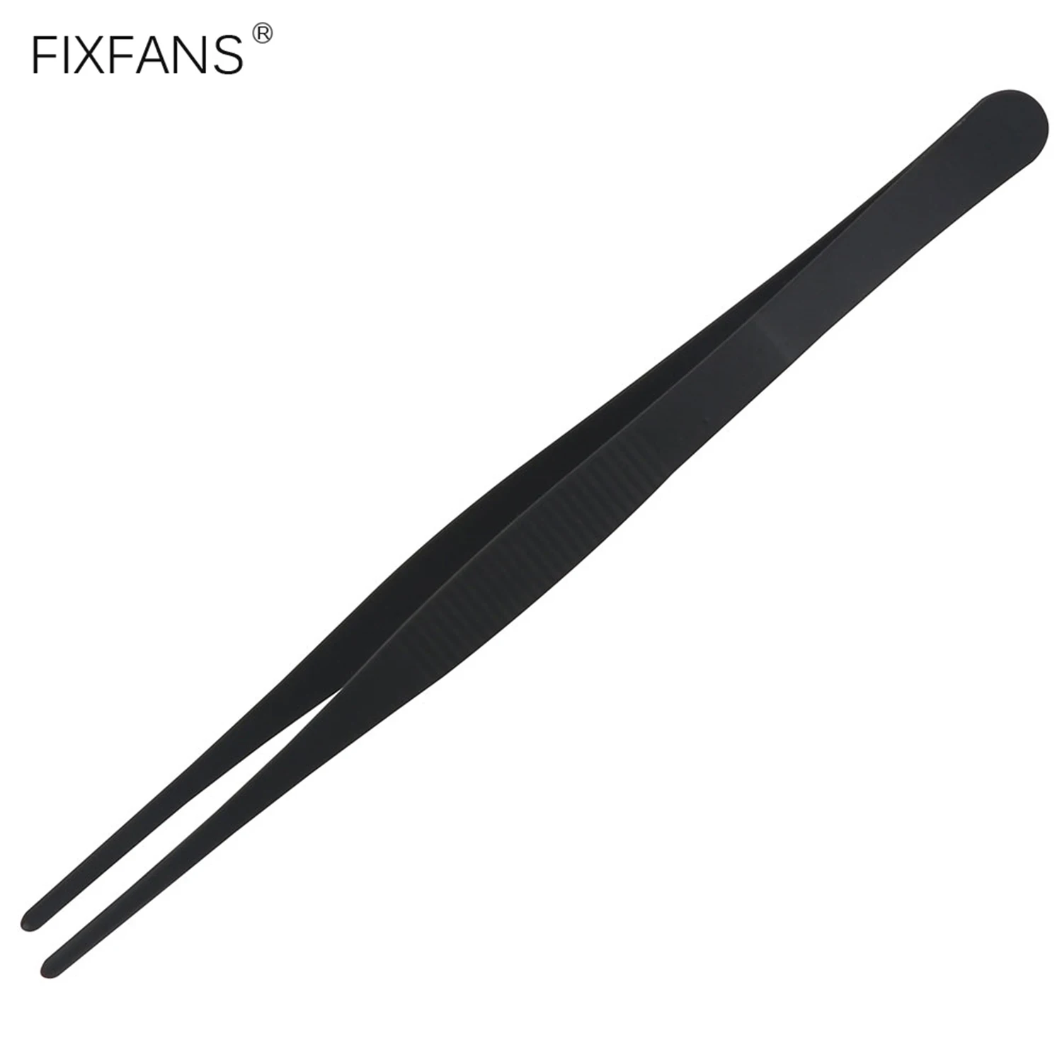 8 Inch Black Stainless Steel Straight Tweezers Tongs with Blunt Serrated Tip, Anti Static ESD Tweezers DIY Repair Tool