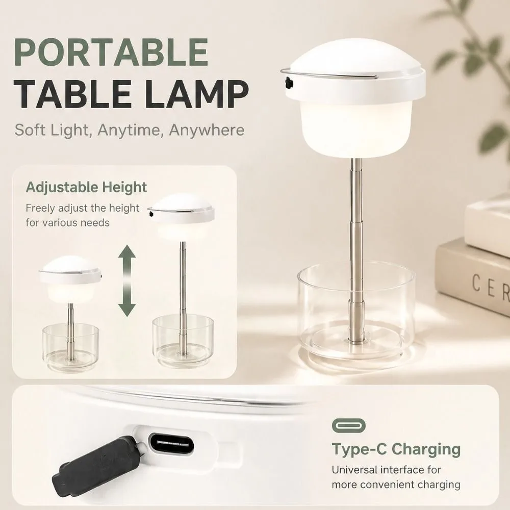 3-in-1 Multi-Function LED Table Lamp Rechargeable Eye-protection Folding Flashlight Touch Dimming Retractable for 1200mAh
