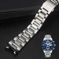 Correa de acero inoxidable sólido para reloj, pulsera plateada de 22mm, accesorios para reloj de la serie Tag Heuer Calera, banda de acero fino 316L