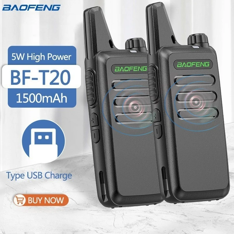 Baofeng BF-T20 Mini Slim USB Charging High Power Analog Handheld Two-Way Long Range Radio for Outdoor Commercial Industrial Use